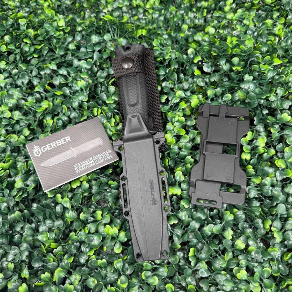 Gerber StrongArm Fixed Blade Knife Black Plain Edge 420HC Steel USA Made 08725 - Picture 6 of 11